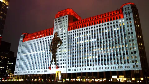 Footworks dance moves projected onto the building facade of THE MART, directed by Wills Glasspeigell and Brandon Calhoun.